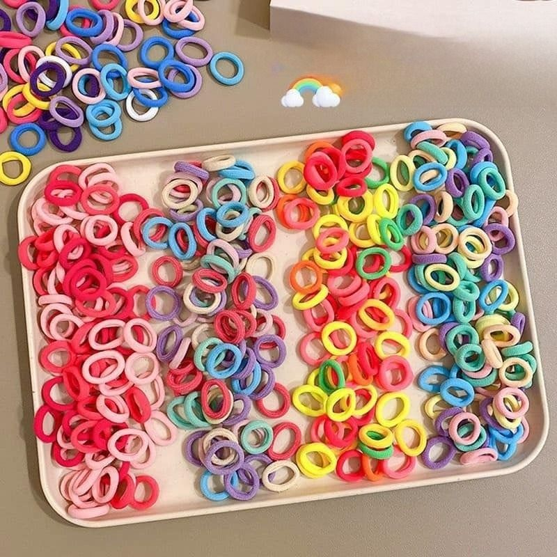 Chun Dây Buộc Tóc Bịch 500 Chiếc Mix Màu Cho Bé Co Giãn Dễ Thương