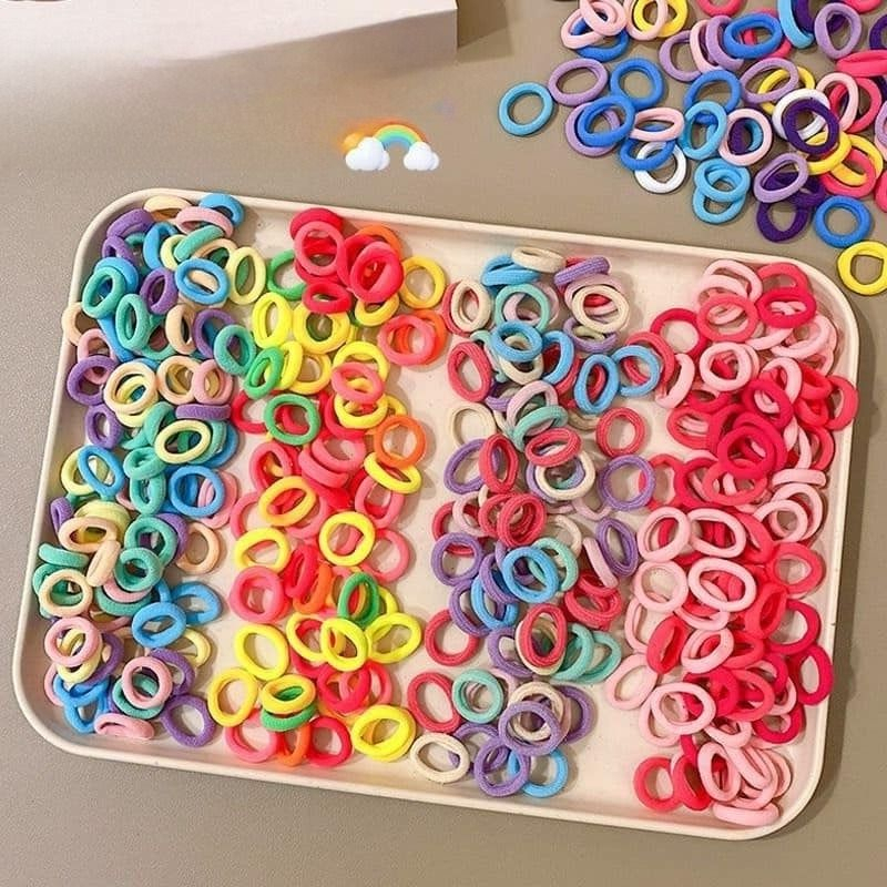 Chun Dây Buộc Tóc Bịch 500 Chiếc Mix Màu Cho Bé Co Giãn Dễ Thương