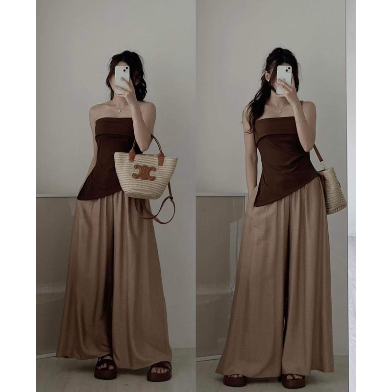 ÁO 2 DÂY THUN TĂM CÓ KHOÁ CẠNH VẠT SƯỜN XẾP LY EO VẠT LỆCH CHÉO CO DÃN