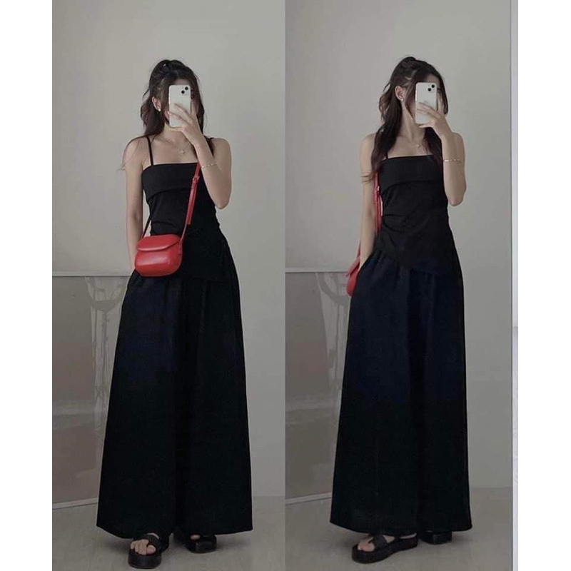 ÁO 2 DÂY THUN TĂM CÓ KHOÁ CẠNH VẠT SƯỜN XẾP LY EO VẠT LỆCH CHÉO CO DÃN