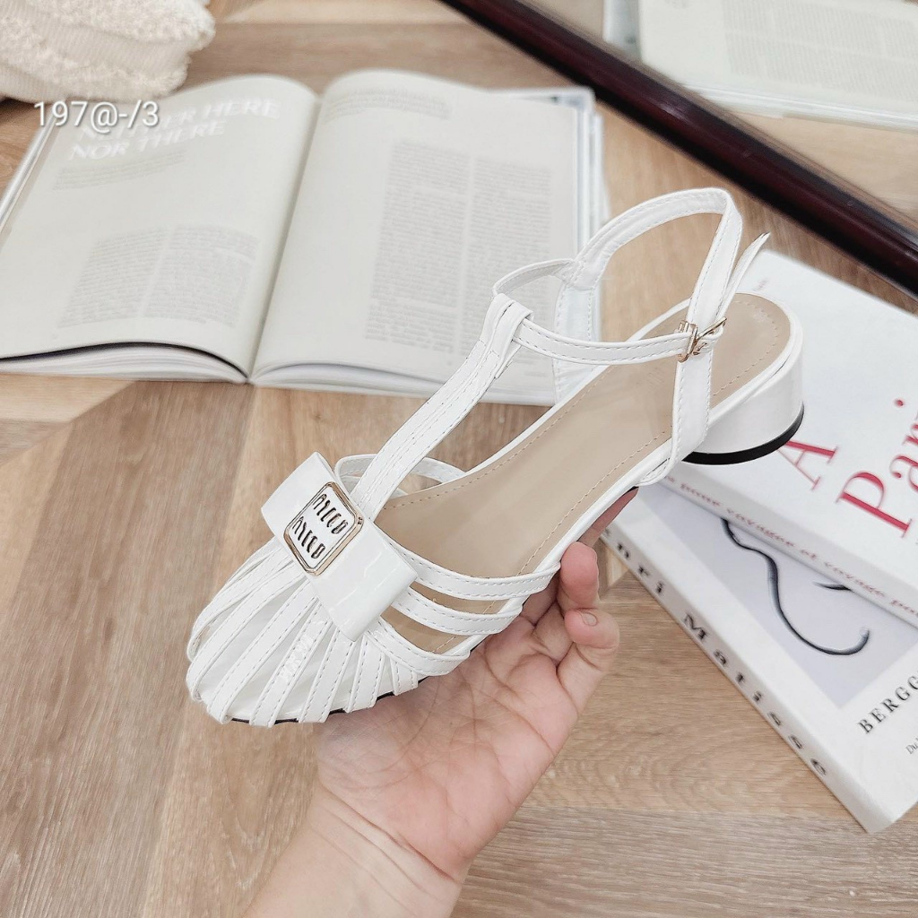 Sandal gót vuông 3 phân quai rọ chất da thời trang siêu đẹp