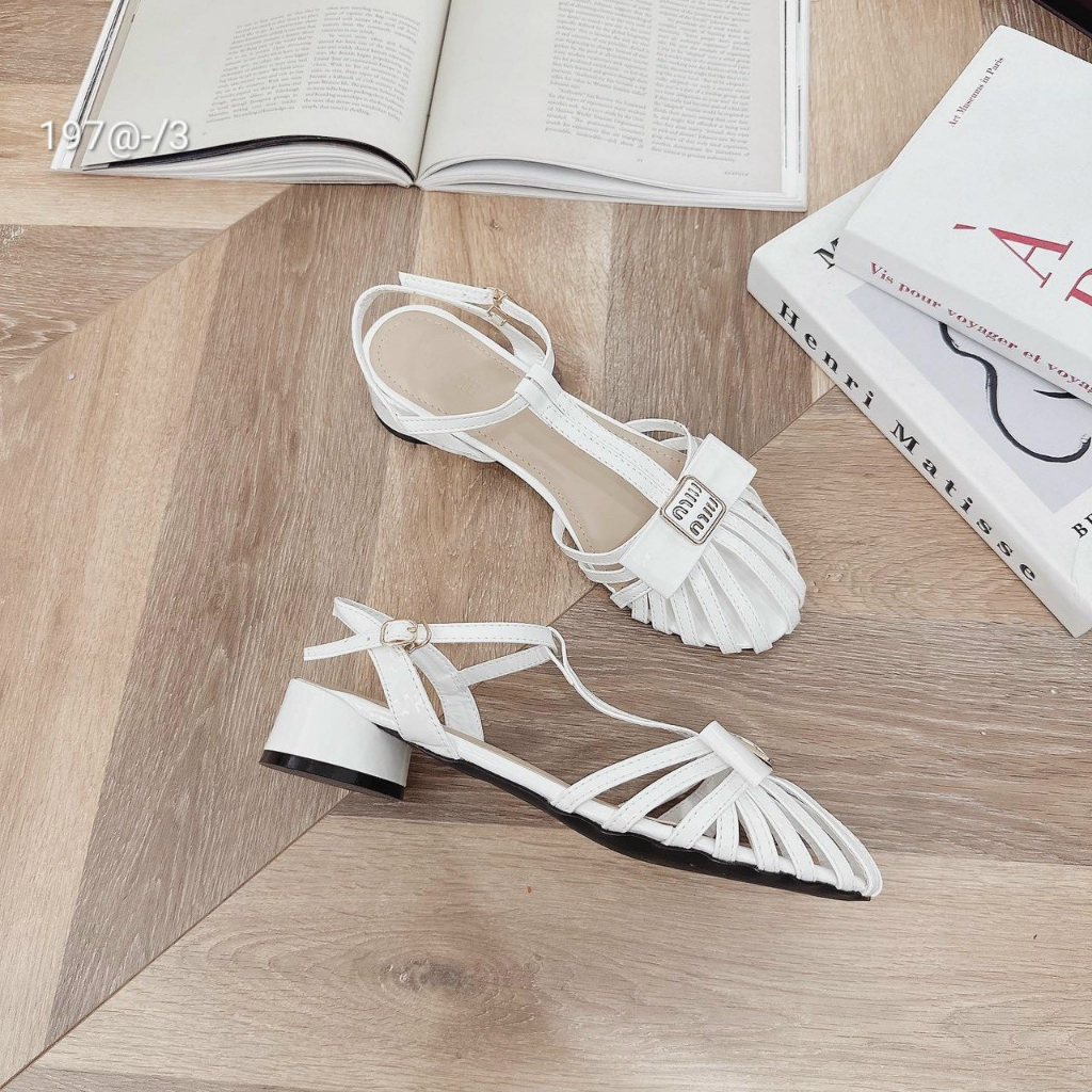 Sandal gót vuông 3 phân quai rọ chất da thời trang siêu đẹp