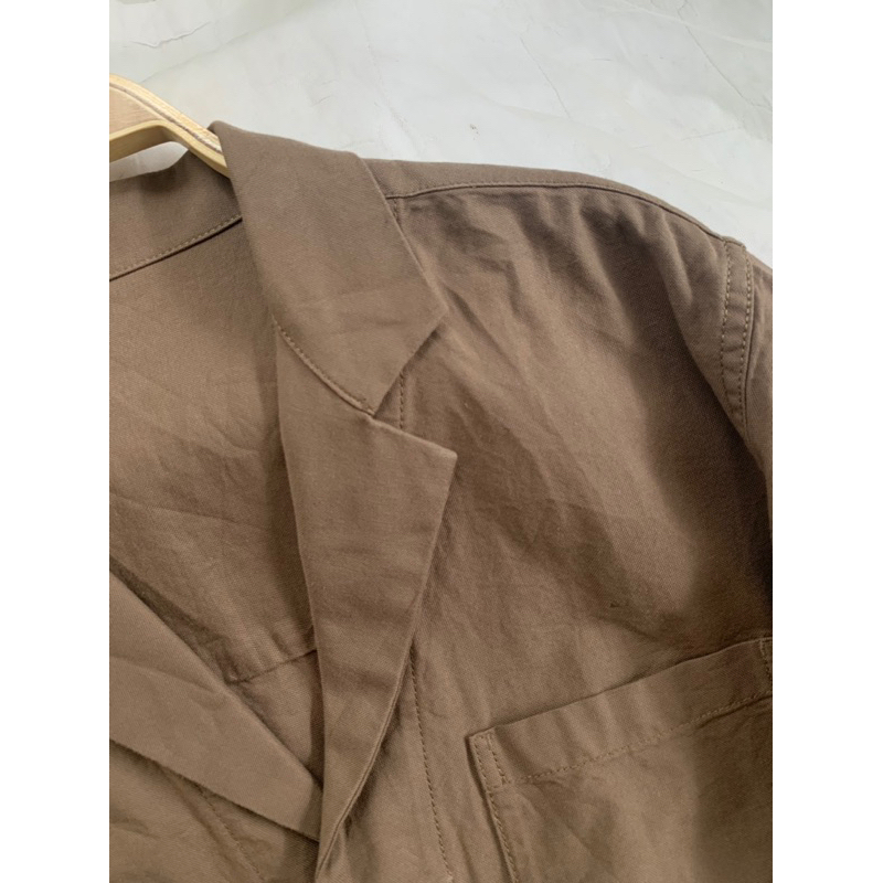 Áo khoác trench coat M273 dáng dài cổ vest gấu tay bo nút giấu chất kaki 1 lớp màu nâu đậm như hình có số đo 2hand Hàn