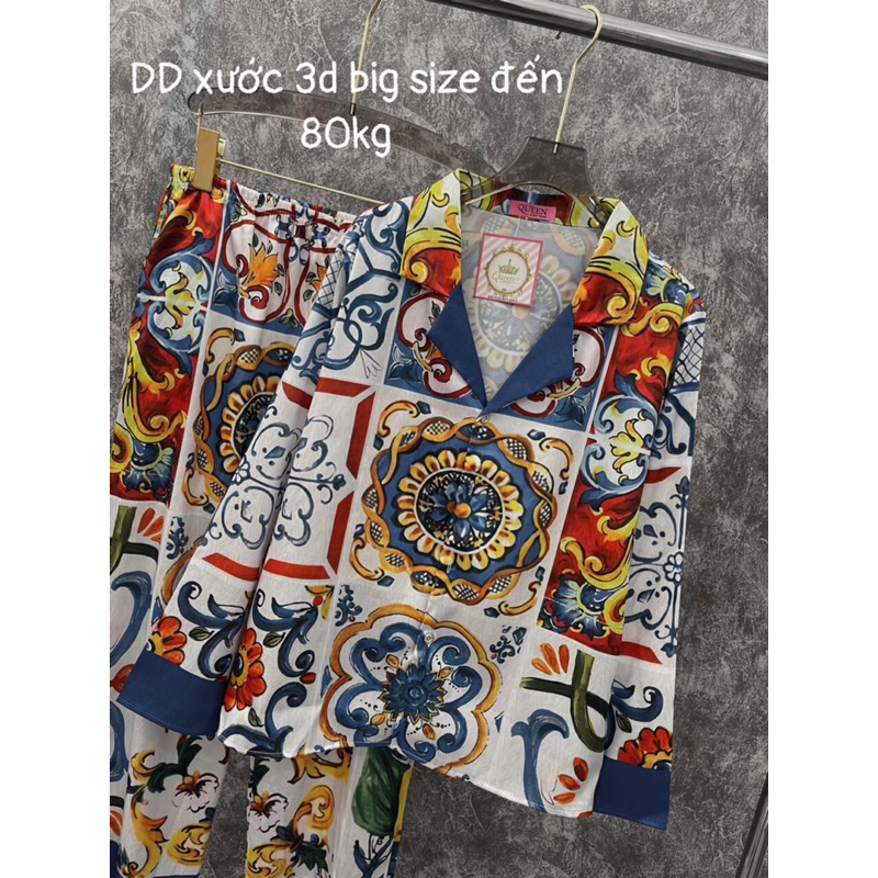 Bộ pizama tay dài lụa xước bigsize 58-75kg