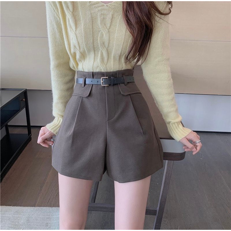 Quần Short Nữ Cạp Cạo Chất Liệu Vitex Tuyết Mưa TẶNG Kèm Đai DA