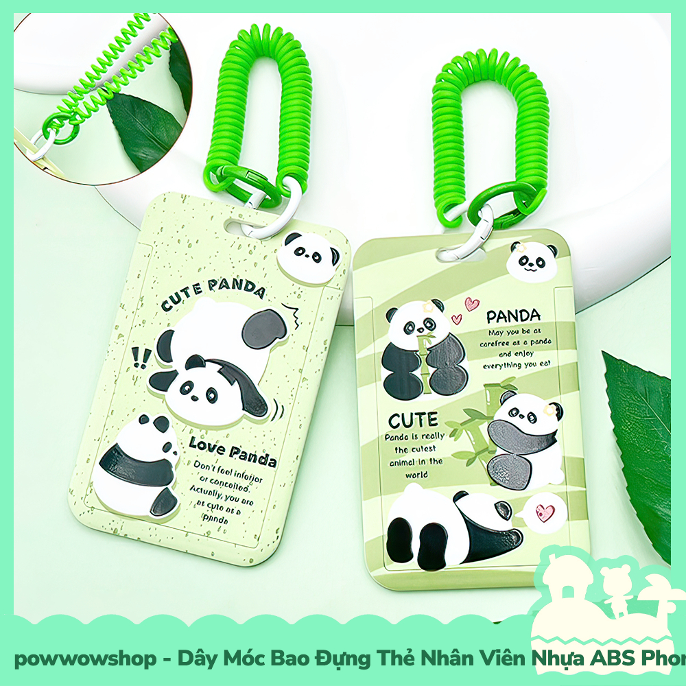 [Sẵn VN - Hỏa Tốc] Dây Móc Bao Đựng Thẻ Nhân Viên Dọc Nhựa ABS Phong Cách Nhân Vật Hoạt Hình Gấu Green Panda Bear