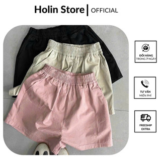 Quần short nữ kaki cạp chun, set 3 quần đùi nữ