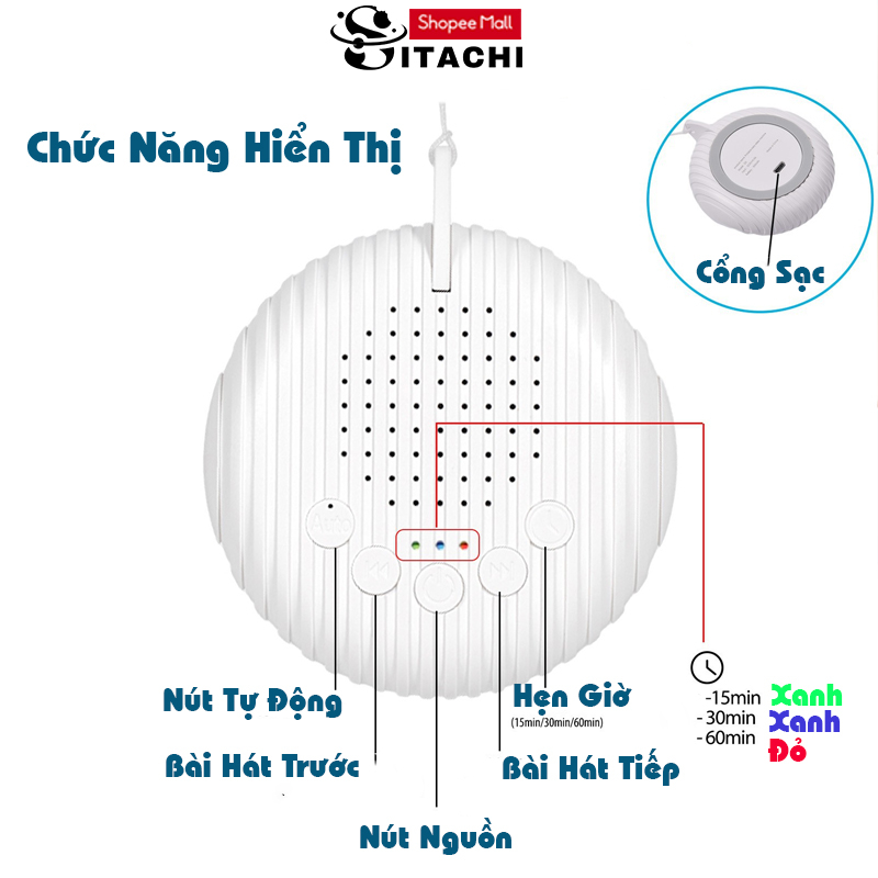 Máy tạo tiếng ồn trắng, Sitachi cho bé sơ sinh giúp bé ngủ ngon sâu giấc