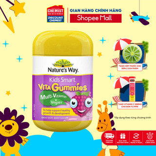 Vitamin tổng hợp rau củ bé Nature’s Way Kids Smart Vita Gummies Multivitamin + Vegie 60 viên của Úc giúp bảo vệ sức khoẻ