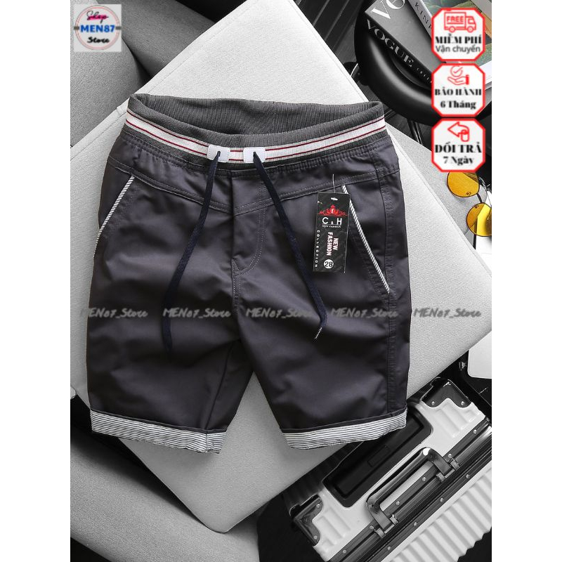 Big Sale Quần Short C_H Kaki Nam⚡Cao Cấp⚡Short kaki Lưng Bo Nam Chất liệu kaki Co giản Cao Cấp - Men87_store