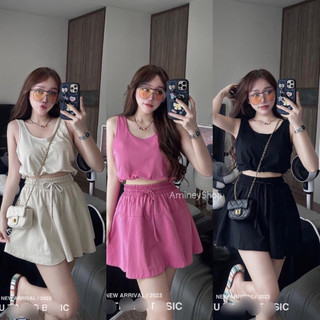 Bộ áo 3 lỗ chun eo kèm quần giả váy 3 màu AmineyShop