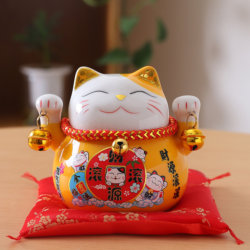 Mèo thần tài tiết kiệm - Mèo thần tài mini để bàn làm việc cao 11cm - 15cm