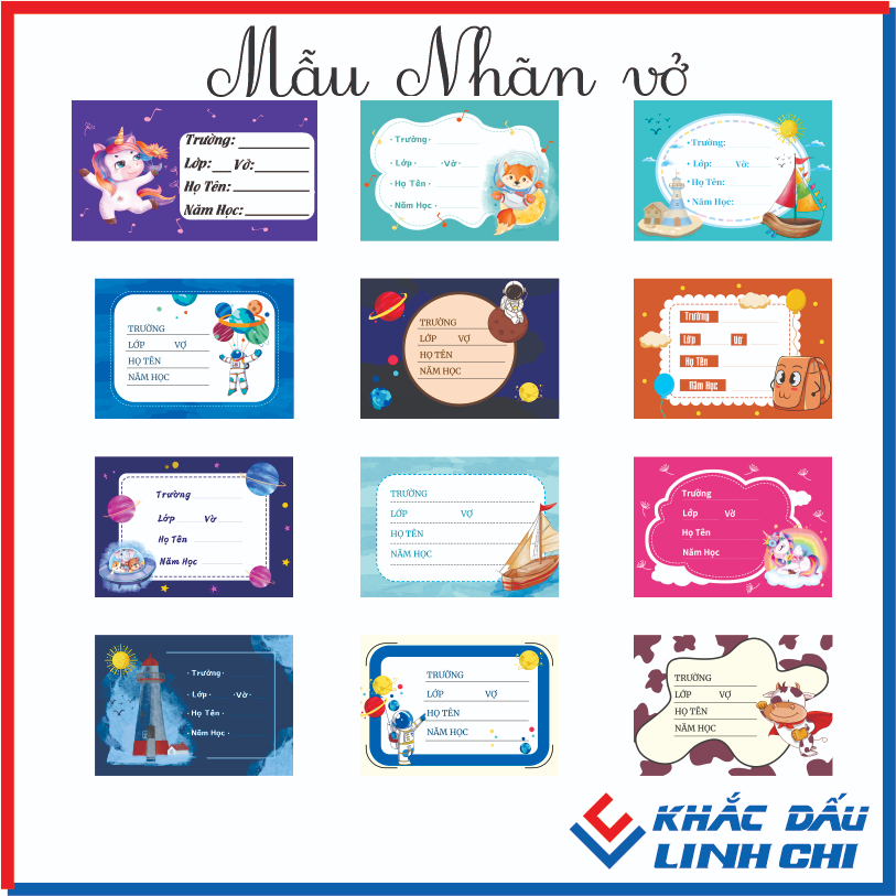 Nhãn vở in hình theo yêu cầu