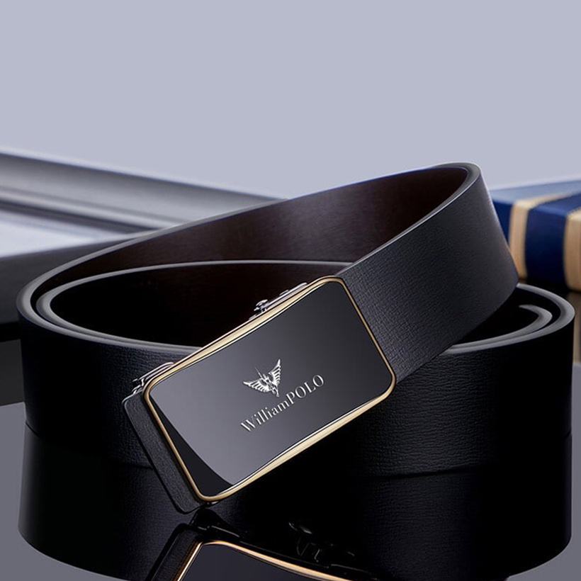 Thắt lưng nam cao cấp hàng hiệu WilliamPOLO chất liệu da Bò nguyên tấm - POLO 20257P-H