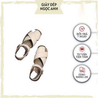 Dép sandal nữ 2 nan chéo bản to, dép sandal chiến binh da mềm đế cao 3cm