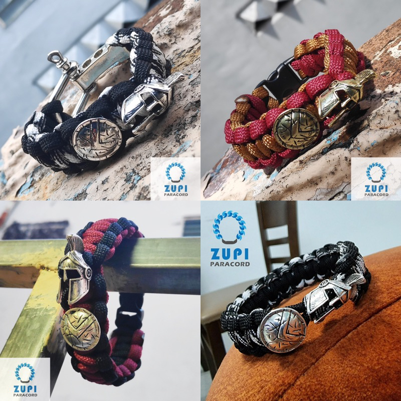 Vòng tay Paracord chiến binh Sparta - khóa cài đen/cài khiên/thắt rút