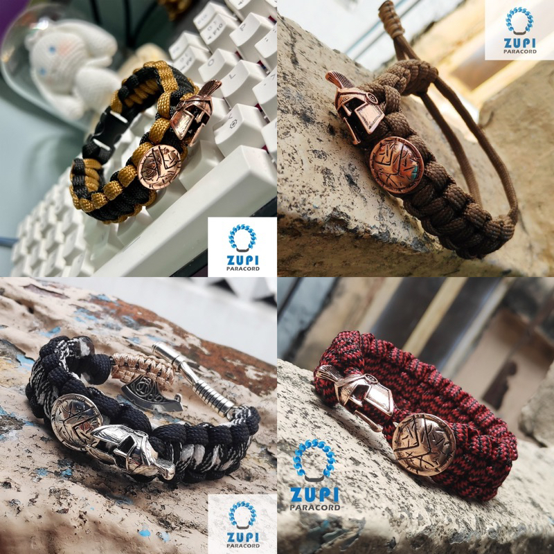 Vòng tay Paracord chiến binh Sparta - khóa cài đen/cài khiên/thắt rút