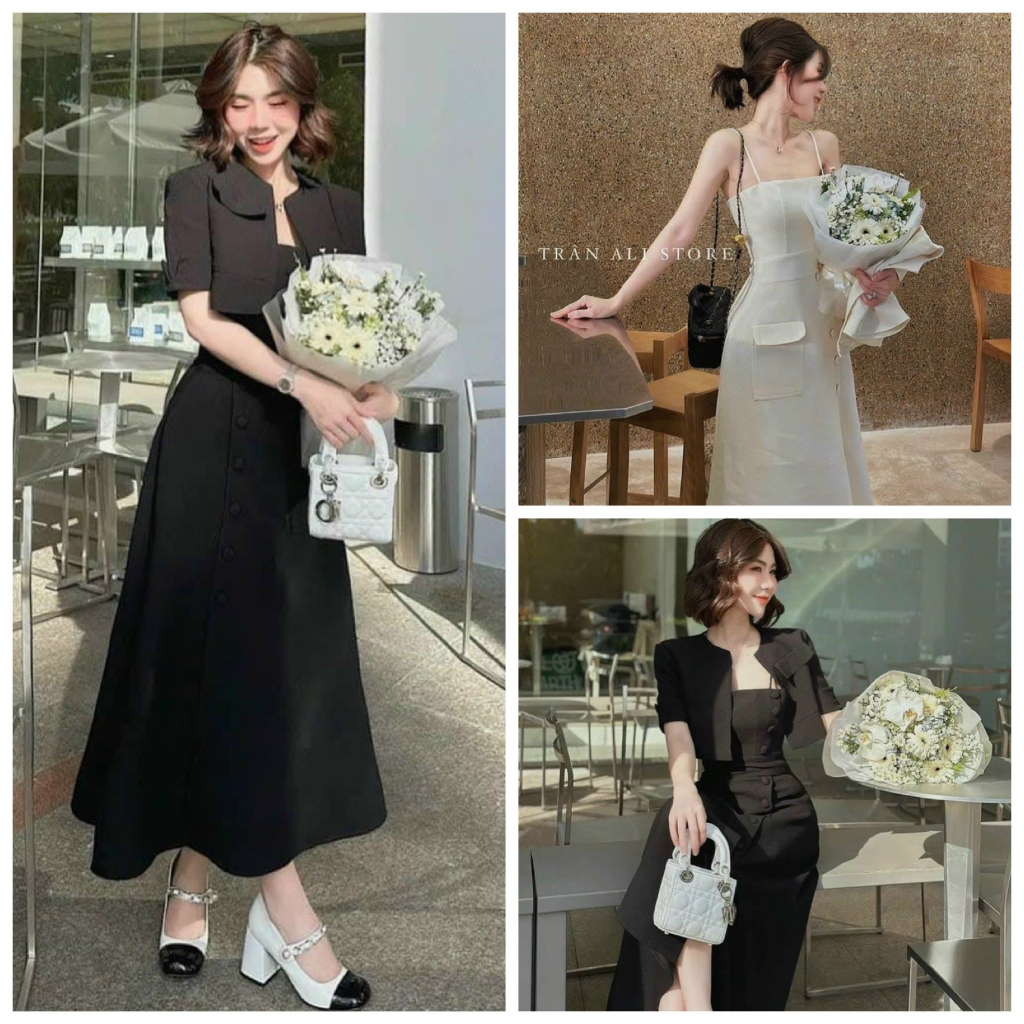 Set đầm váy nữ váy hai dây suông dải mix áo khoác croptop ngoài sang chảnh dành cho các nàng đi tiệc, hẹn ho siêu xinh.