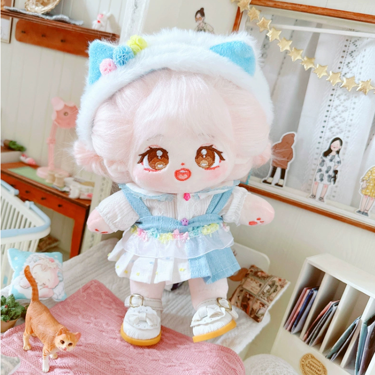 [Đặt trước]Outfit doll 20cm váy yếm nhiều màu kèm bờm mèo đáng yêu(không gồm doll)