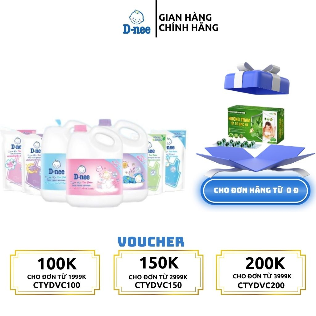 HÀNG THÁI Nước giặt quần áo em bé Dnee 3000ml 1400ml-Nước Giặt Xả Cho Trẻ