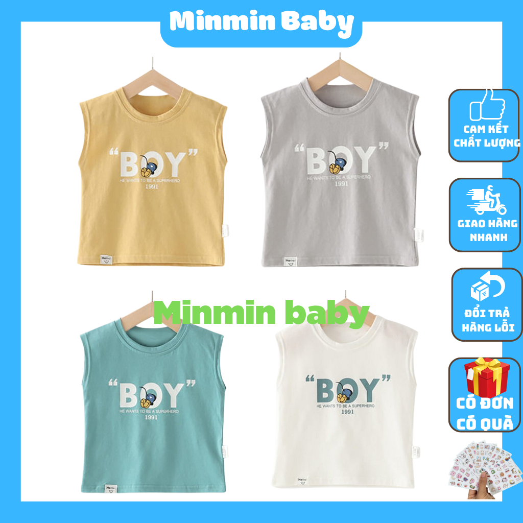 Áo ba lỗ cho bé trai, gái áo thun cho bé từ 8-29kg, dáng sát nách BOY