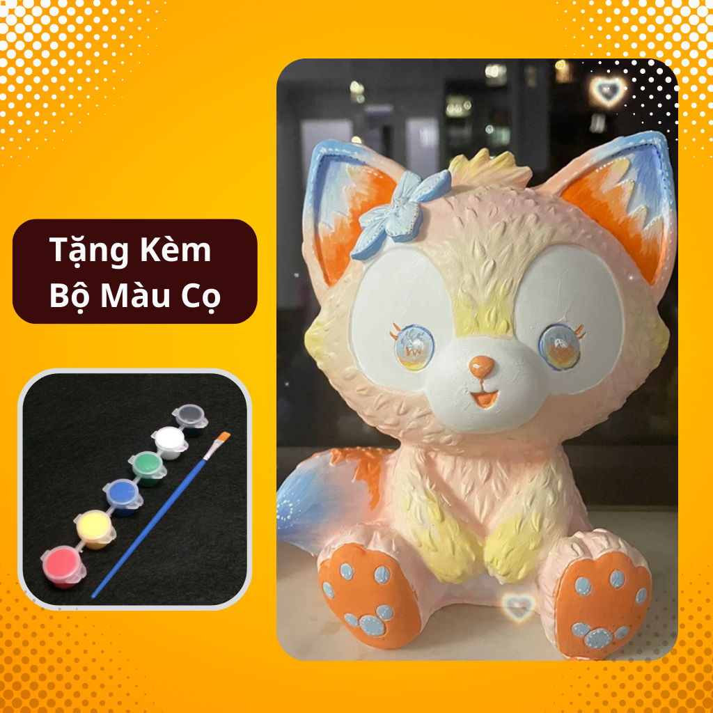Tượng thạch cao tô màu gấu Lingna Belle size lớn- Đồ chơi tô màu cho bé tặng kèm cọ và màu vẽ acrylic