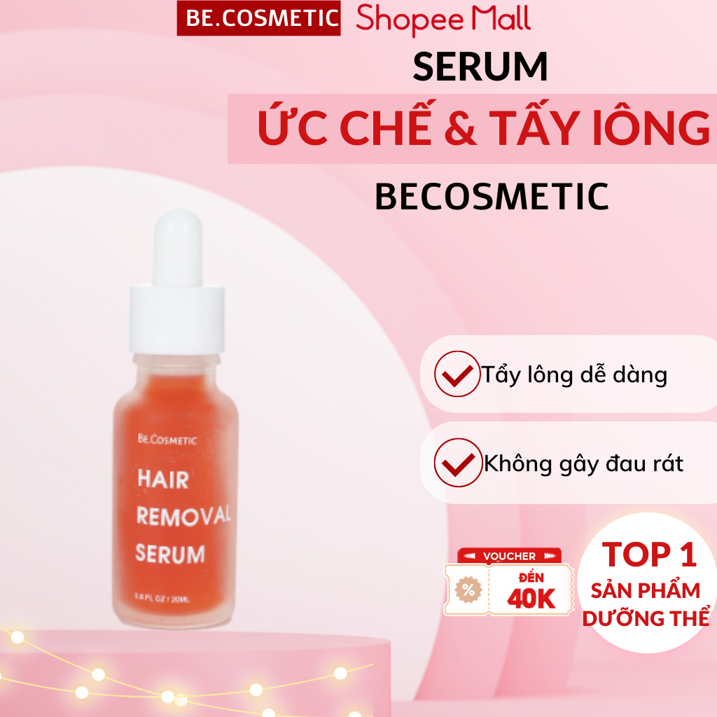 Serum ức chế mọc lông Becosmetic Serum triệt lông cho vùng kín, bikini, chân, tay, nách