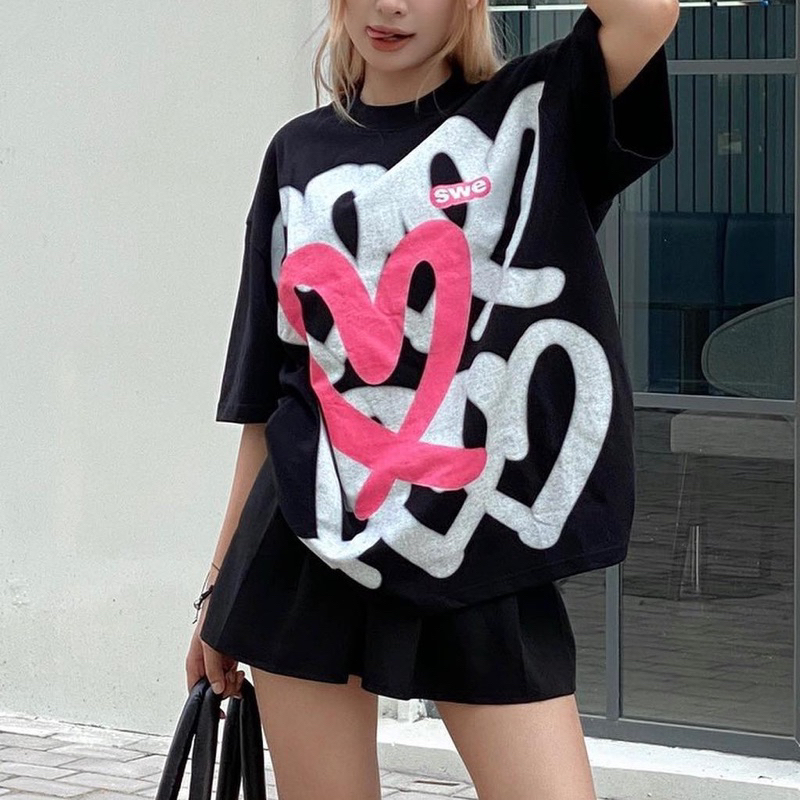 Áo thun tay lỡ SWE chất cotton form rộng Unisex, áo phông Nam Nữ Local Brand phong cách Hàn Quốc - GTM Store