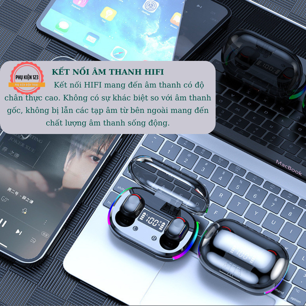 Tai nghe bluetooth không dây K10, tại nghe nhét tai kết nối điện thoại i.p, sam sung, oppo, xuyên âm chống ồn chủ động..