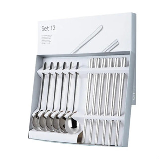 HỘP 12 Bộ Muỗng Đũa Inox 304