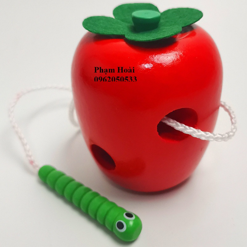 Bộ đồ chơi xâu dây, xâu dây hình quả táo, giáo cụ montessori