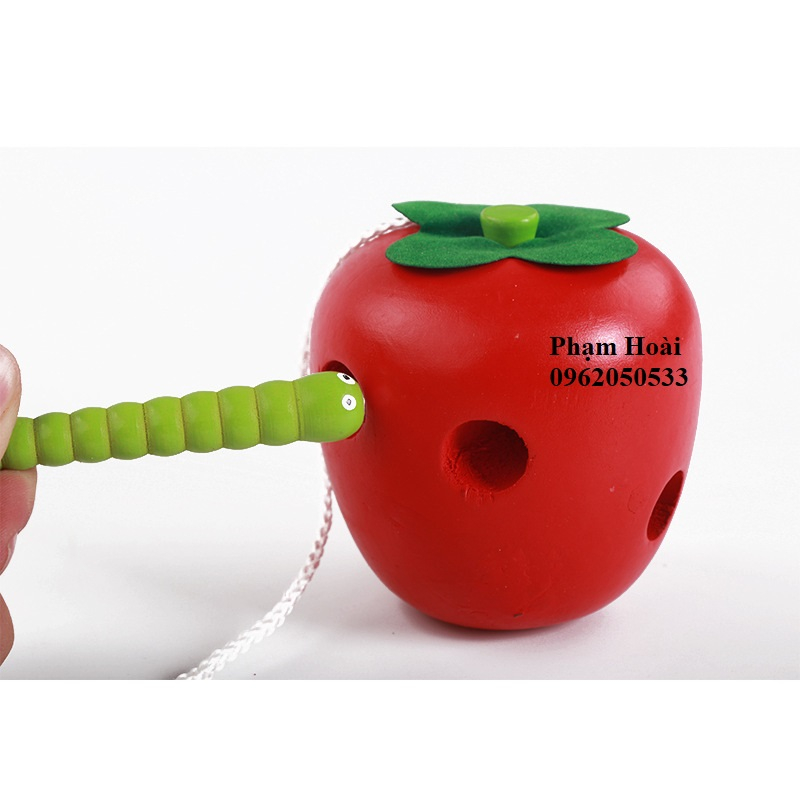 Bộ đồ chơi xâu dây, xâu dây hình quả táo, giáo cụ montessori