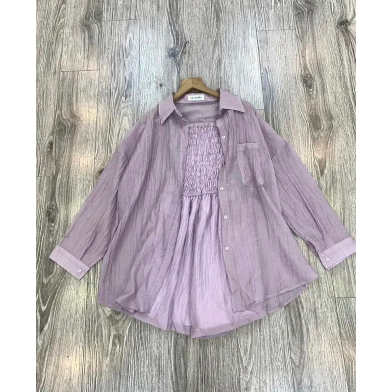 [NEW]SET ÁO SƠMI TƠ NHĂN MIX JUMSUIT 2S LIỀN QUẦN SOOC SIÊU XINH