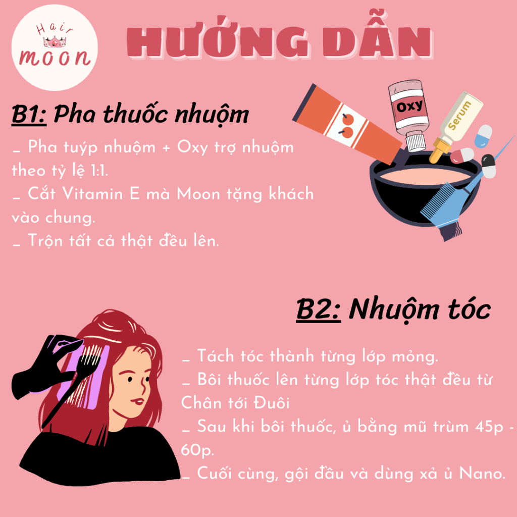Thuốc nhuộm tóc màu NÂU RÊU TRẦM | Kèm Oxy, viên dưỡng, bao tay, mũ trùm | Xanh Lá