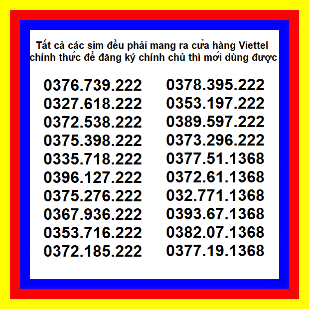 Sim: tam hoa 222 và 1368 CỰC ĐẸP, Ý NGHĨA
