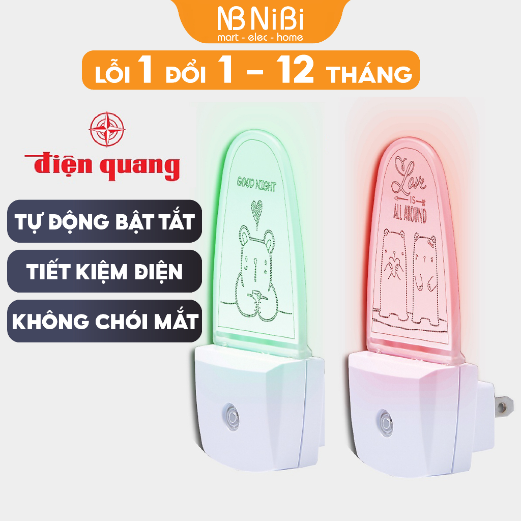 Đèn ngủ cảm ứng ánh sáng tự động tắt mở Điện Quang LNL10, đèn led thông minh cảm biến sáng tự động bật khi trời tối