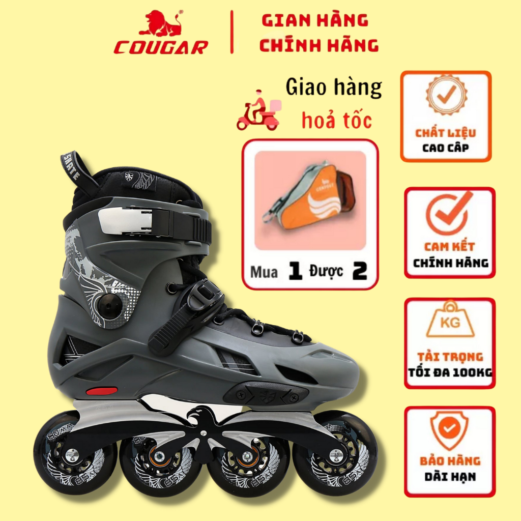 Giày Patin Người Lớn Cougar-Flying Eagle F7 Chính Hãng, Frame Hợp Kim Nhôm Chắc Chắn Tặng Túi Đựng Chuyên Dụng