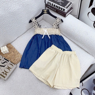Set áo 2 dây ren hoa kèm quần short đi biển, Lipeo.store