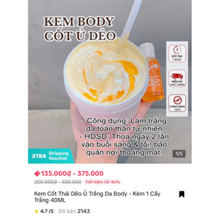 KEM CỐT THÁI DẺO Ủ TRẮNG DA BODY - KÈM 1 CẤY TRẮNG 40ML