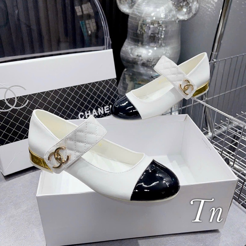 Giày Búp Bê Chael Trần Trám Da Mềm Mũi Bóng Gót Vàng 2cm Fullbox - CERIHOUSE