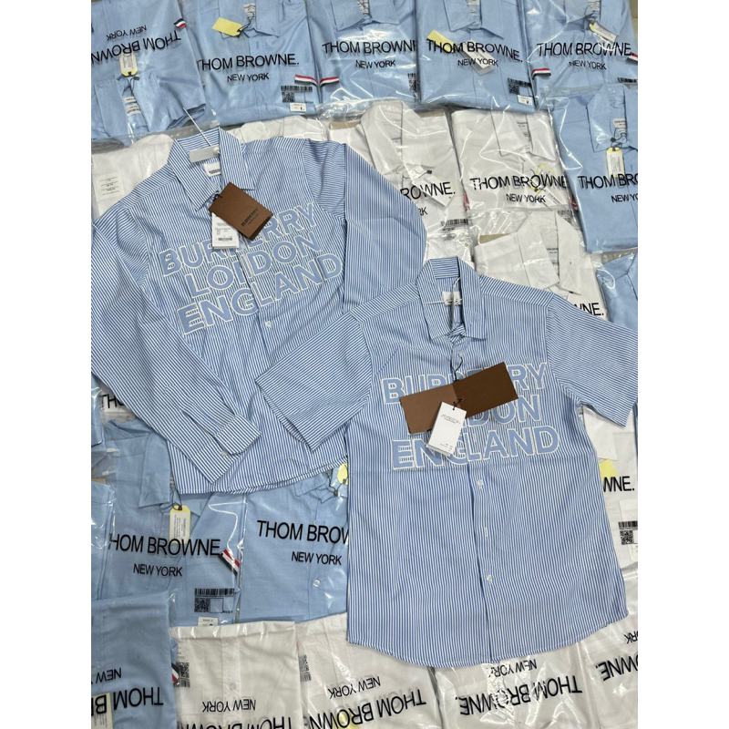 Áo Sơ Mi Bur.berry chữ thêu tay dài , tay ngắn fulltag mac bao zip hãng