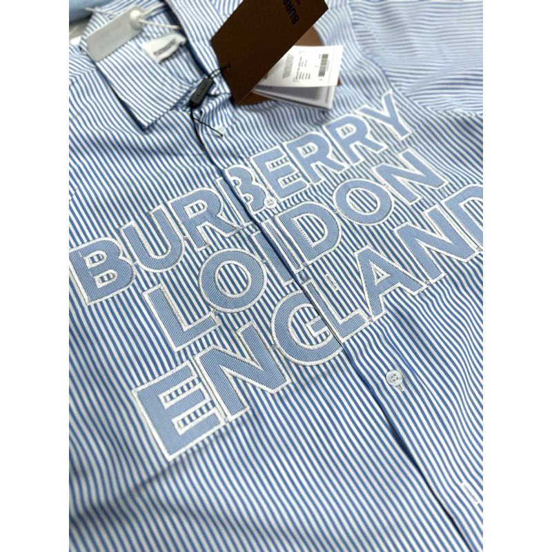 Áo Sơ Mi Bur.berry chữ thêu tay dài , tay ngắn fulltag mac bao zip hãng