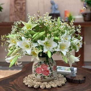 BÌNH VÒ TRÒN VẼ HOA