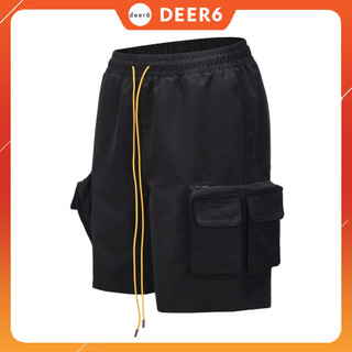Quần short cargo túi hộp dây vàng streetwear D024