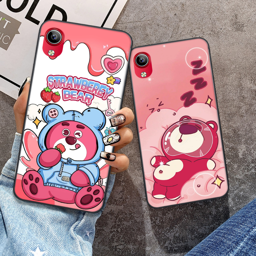 Ốp Vivo Y93 / Y91C / Vivo 1820 / Y1S in hình gấu dâu bae lotso hồng cute dễ thương đẹp hot trend
