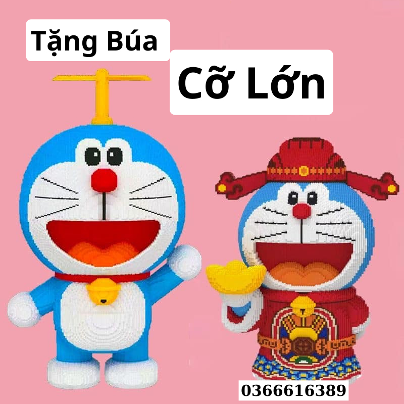 Mô hình lắp ráp Doremon thần tài 68cm, Đồ chơi xếp hình lego doraemon cỡ lớn 65cm-68cm Sẵn Hàng Tặng Búa