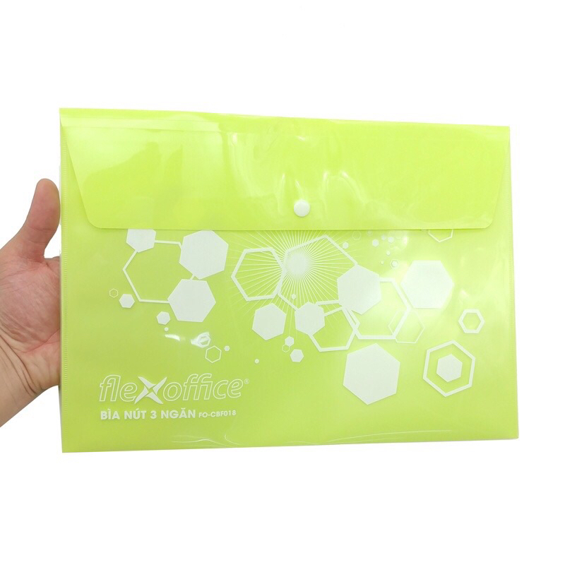 Bìa Nút 3 Ngăn - Flexoffice FO-CBF018 - Màu Xanh Chuối
