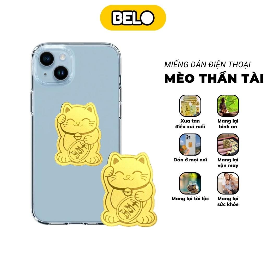 Mèo thần tài dán điện thoại, bùa may mắn, mang tài lộc đón bình an, sticker dán điện thoại  mạ vàng 24k, belo