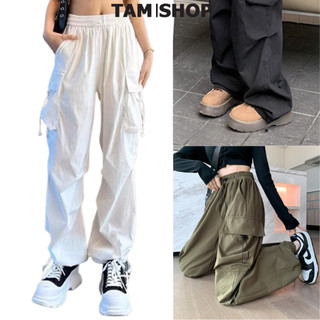 Quần Dài Jogger Nam Nữ ,Quần Kaki rút gấu unisex 3 màu Ống Rộng Suông Dài Túi Hộp Lưng Chun - TÂM SHOP