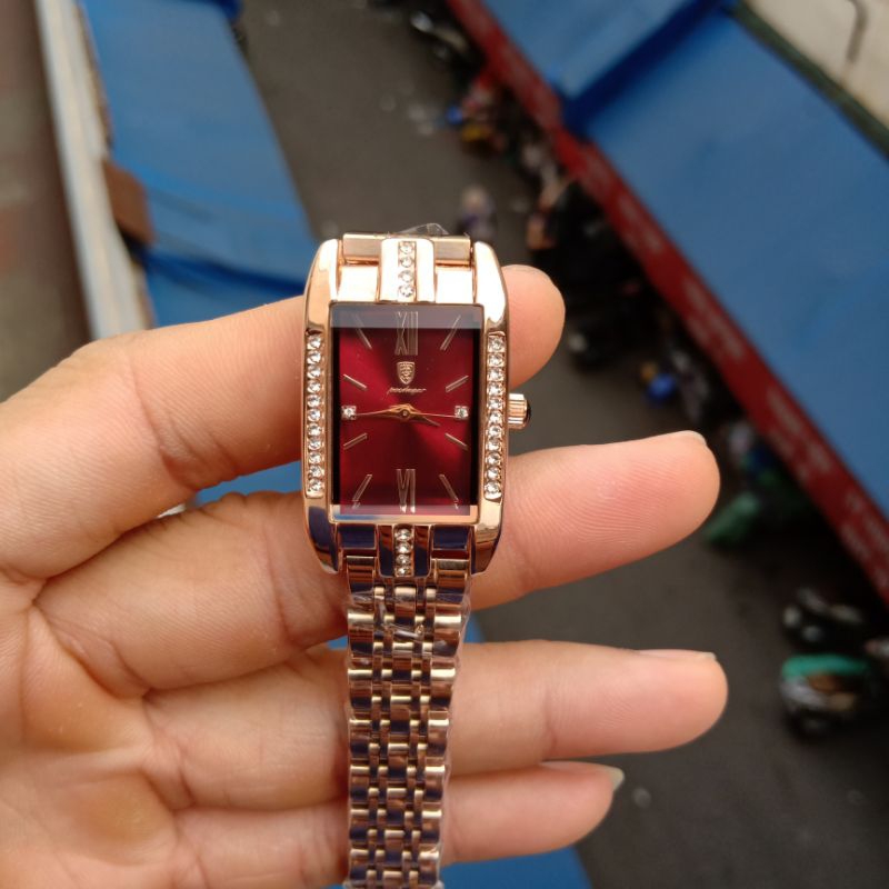 Đồng hồ nữ mặt vuông dây thép đặc